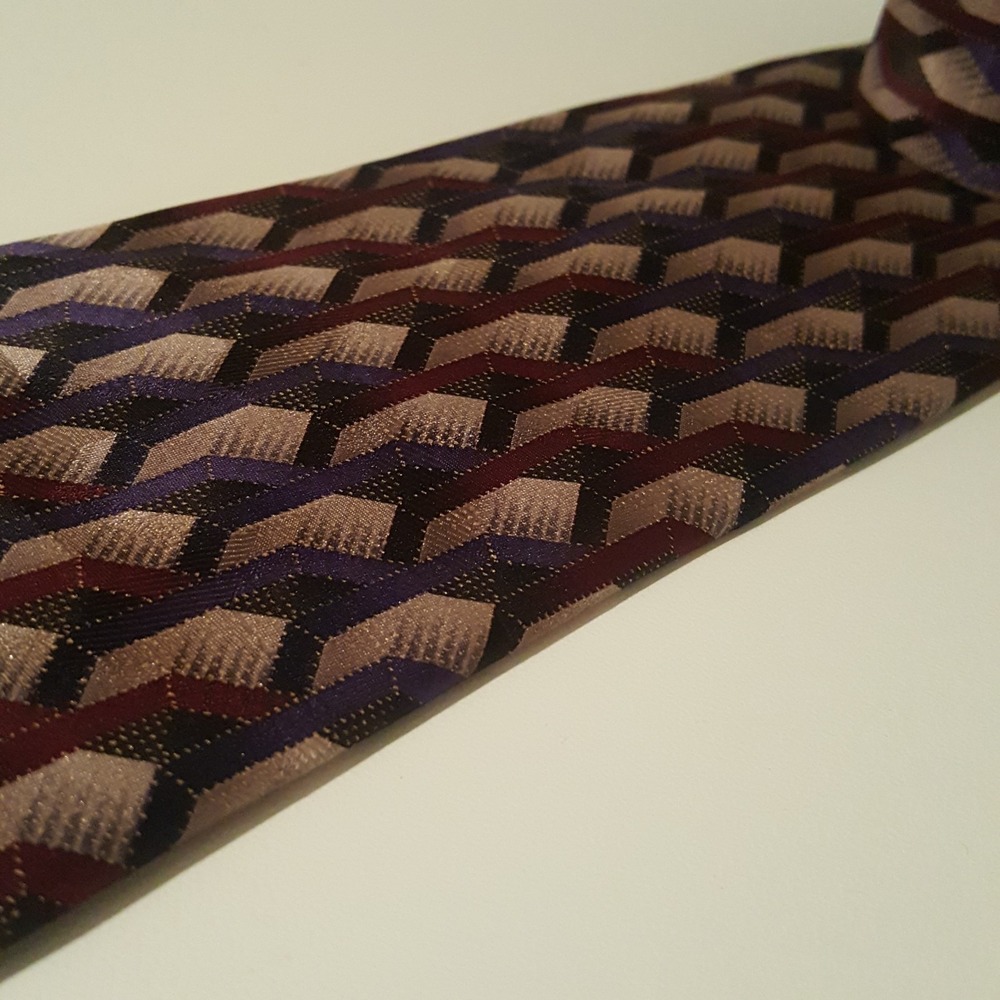 John Hill Executive Collection Men's Neck Tie Tan Purple Magenta Professional